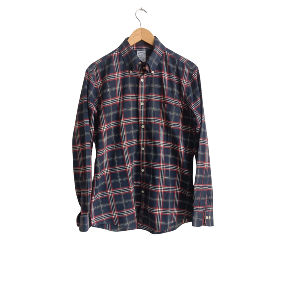 Brooks Brothers Men's Blue Checked Button Down Shirt | Gently Used |