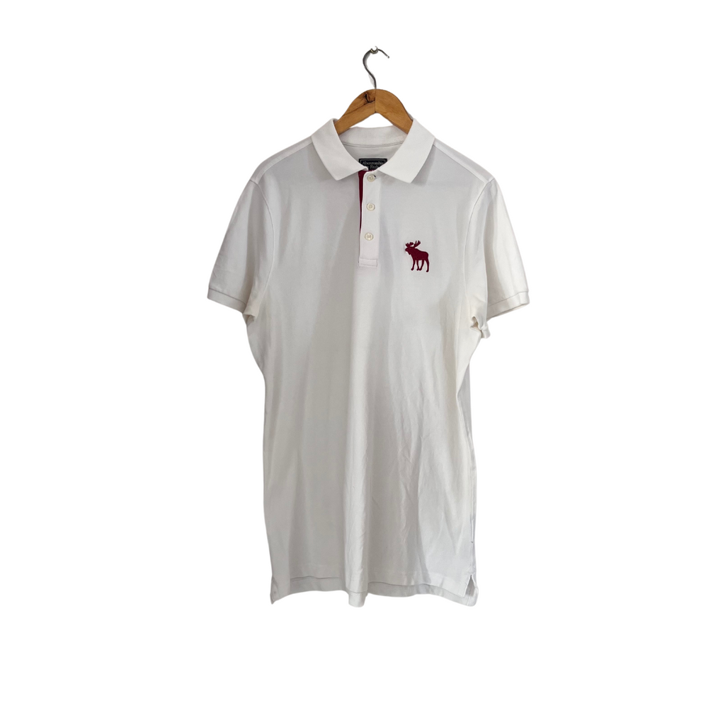 Abercrombie & Fitch Men's White Polo Shirt | Pre Loved |