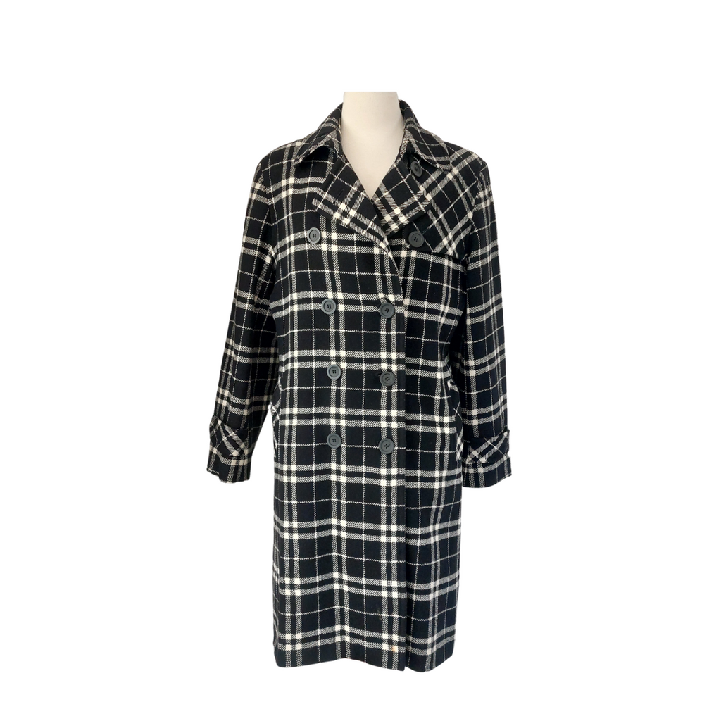 Marks & Spencer Black & White Checked Winter Coat | Pre Loved |