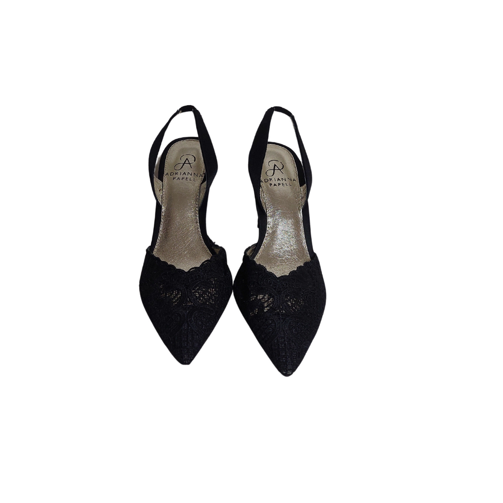 Adrianna Papell Black Lace Sling-Back Heels | Brand New |