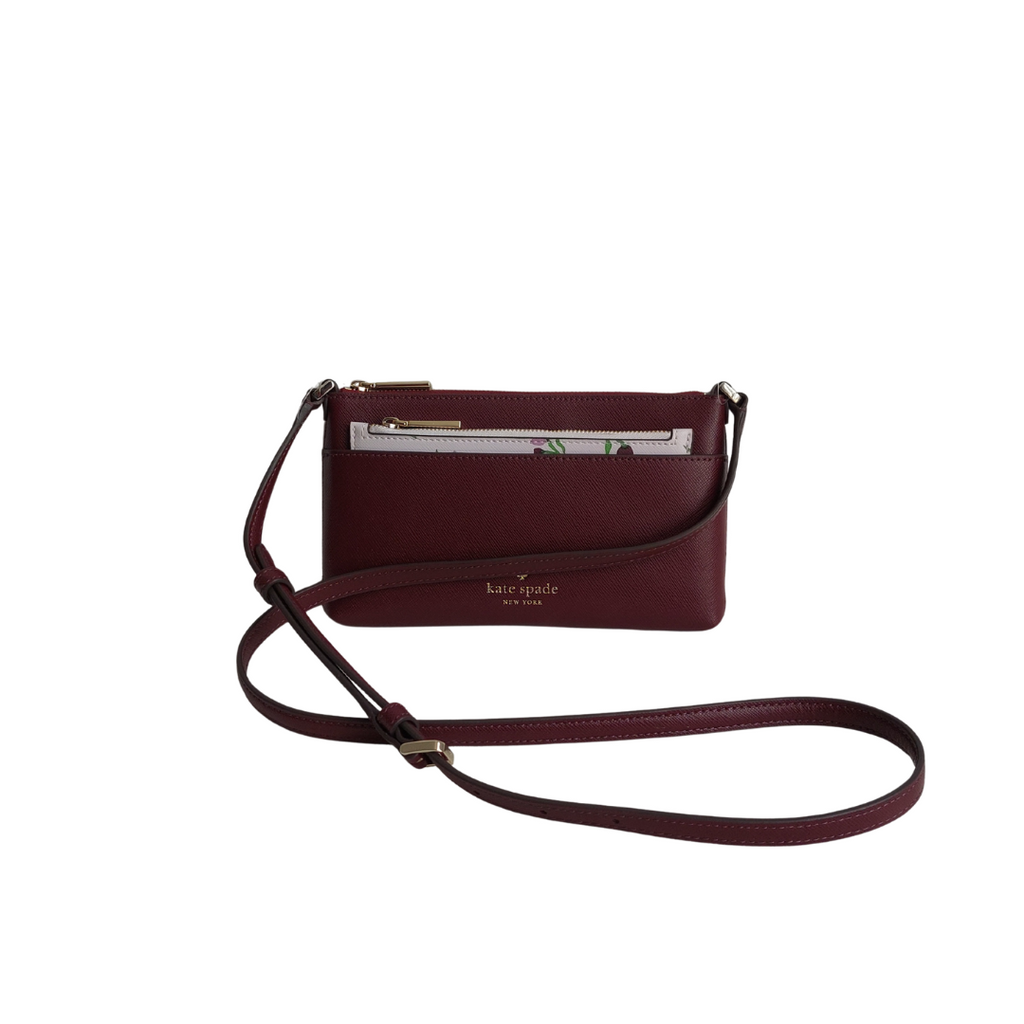 Kate Spade Deep Berry Sadie Saffiano Leather Top Zip Crossbody Bag | Brand New |
