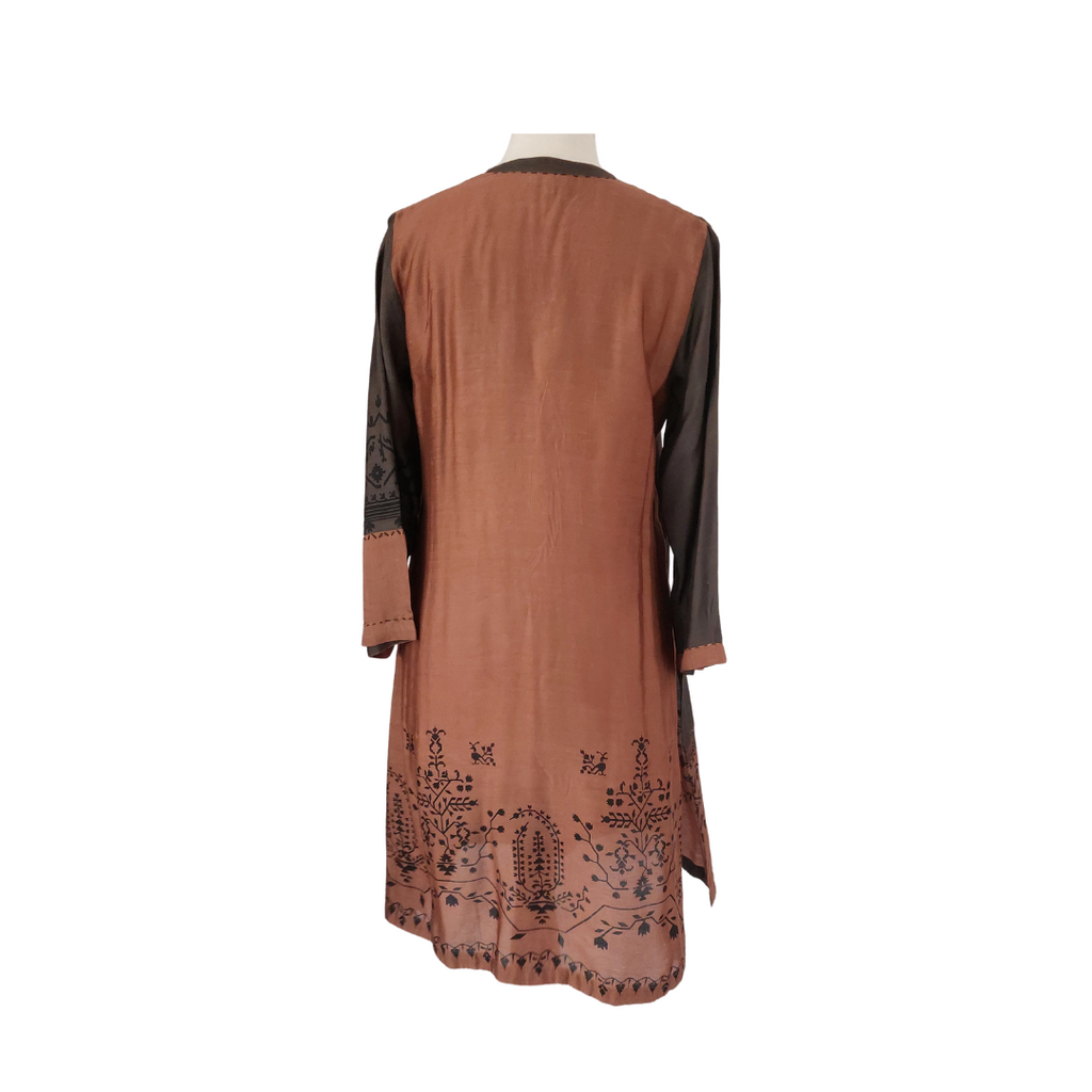 Miraka Brown & Grey Printed Kurta | Pre Loved |