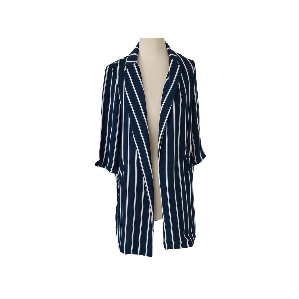 Wallis Blue & White Striped Summer Coat | Gently Used |
