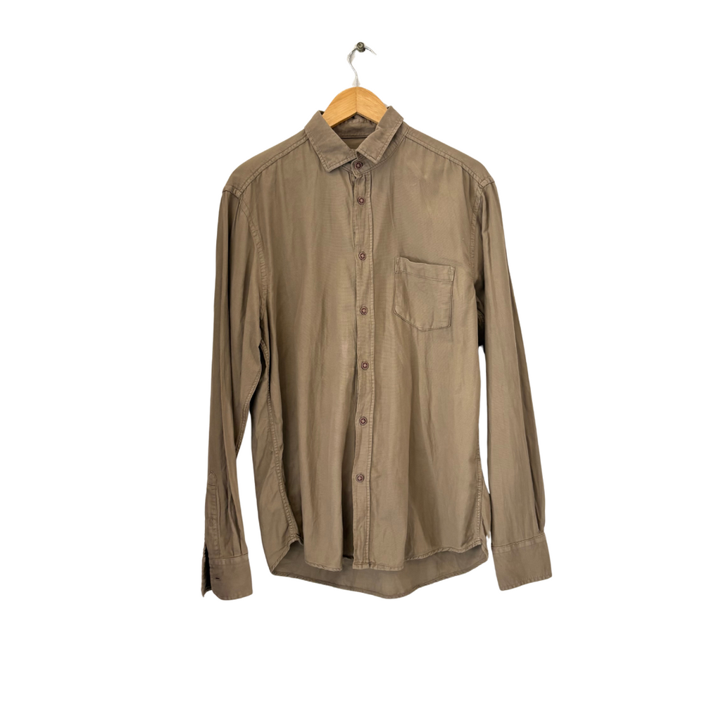 Mudo Collection Light Brown Slim Fit Collared Men's Shirt | Pre Loved |