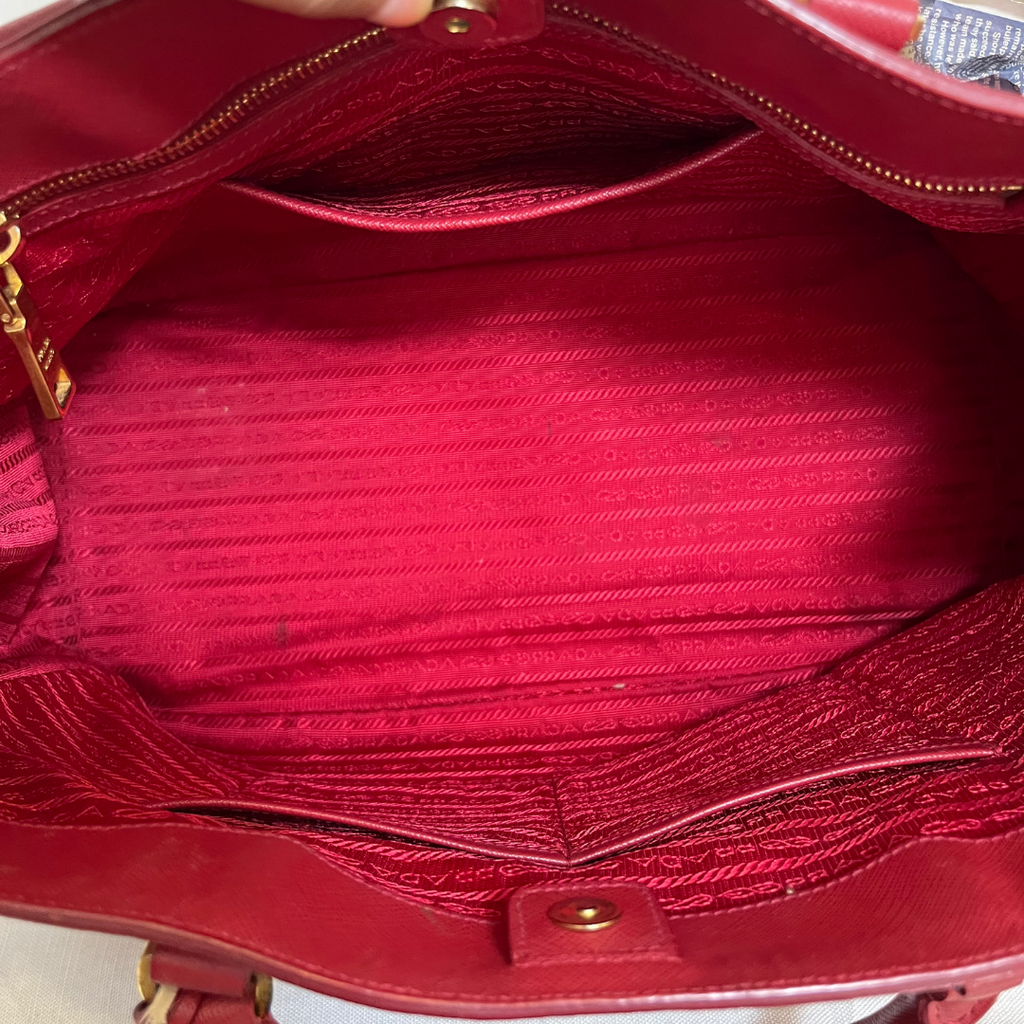 Prada Red Leather Large Tote Bag | Pre Loved |