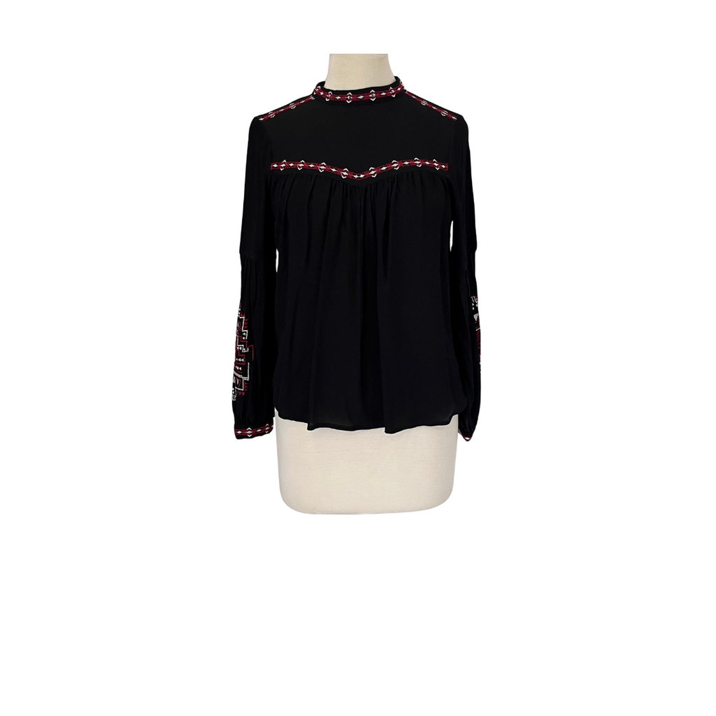 River Island Black & Red Embroidered Top | Pre Loved |