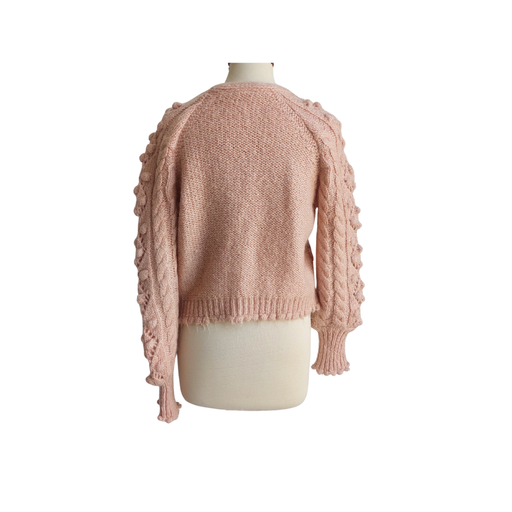 ZARA Pink Bejeweled Button Knit Cardigan | Gently Used |