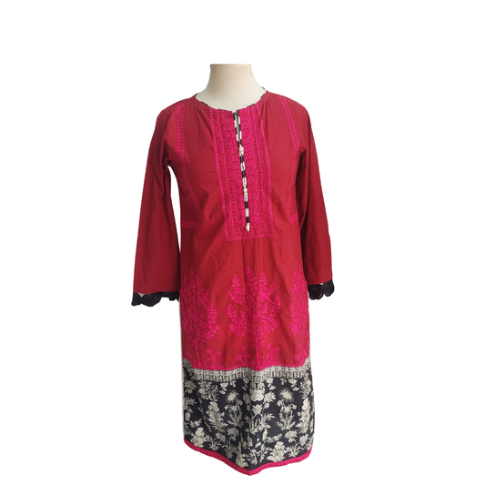 Sana Safinaz Maroon And Black Kurta | Pre Loved |