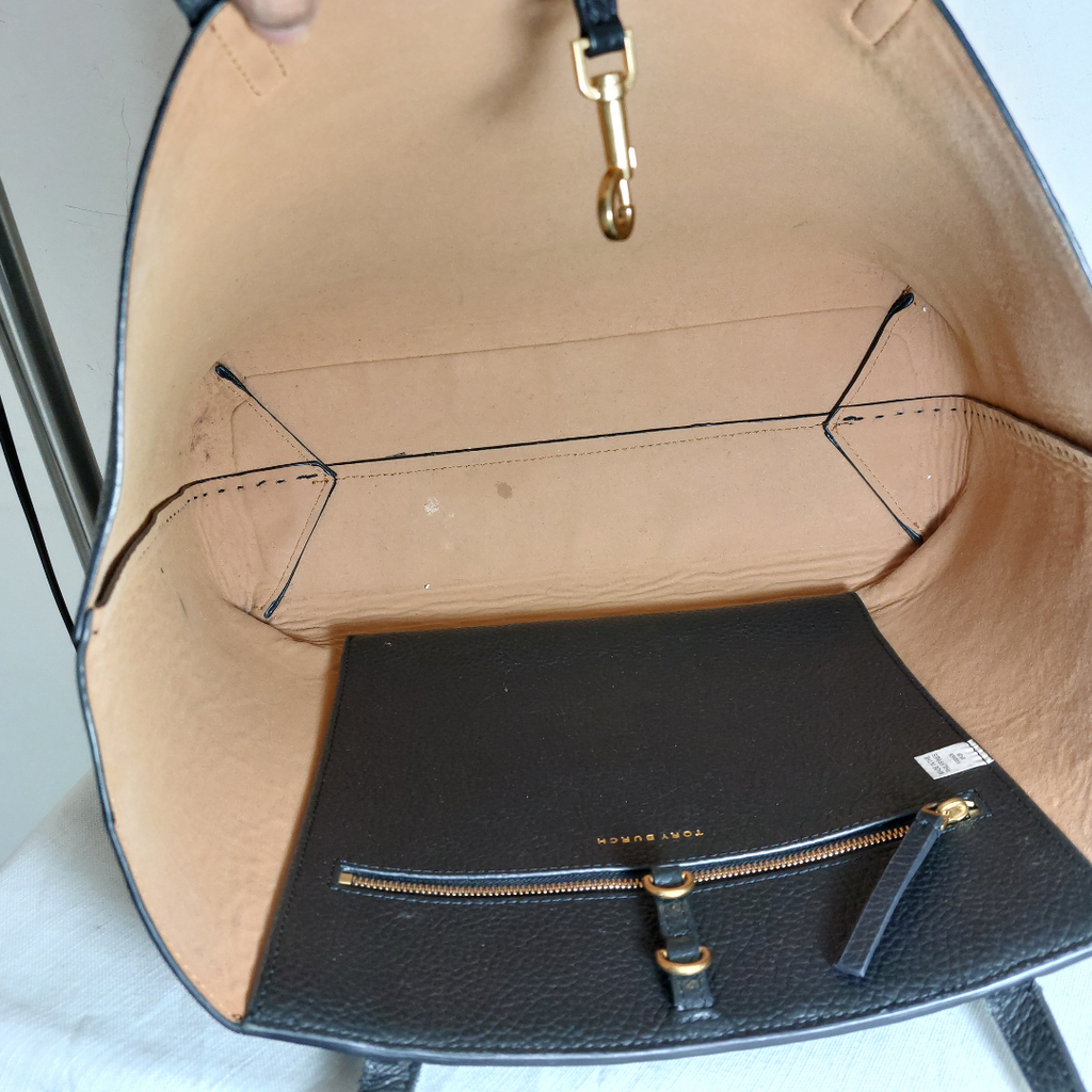 Tory Burch Black Pebbled Leather 'McGraw' Tote Bag | Pre Loved |