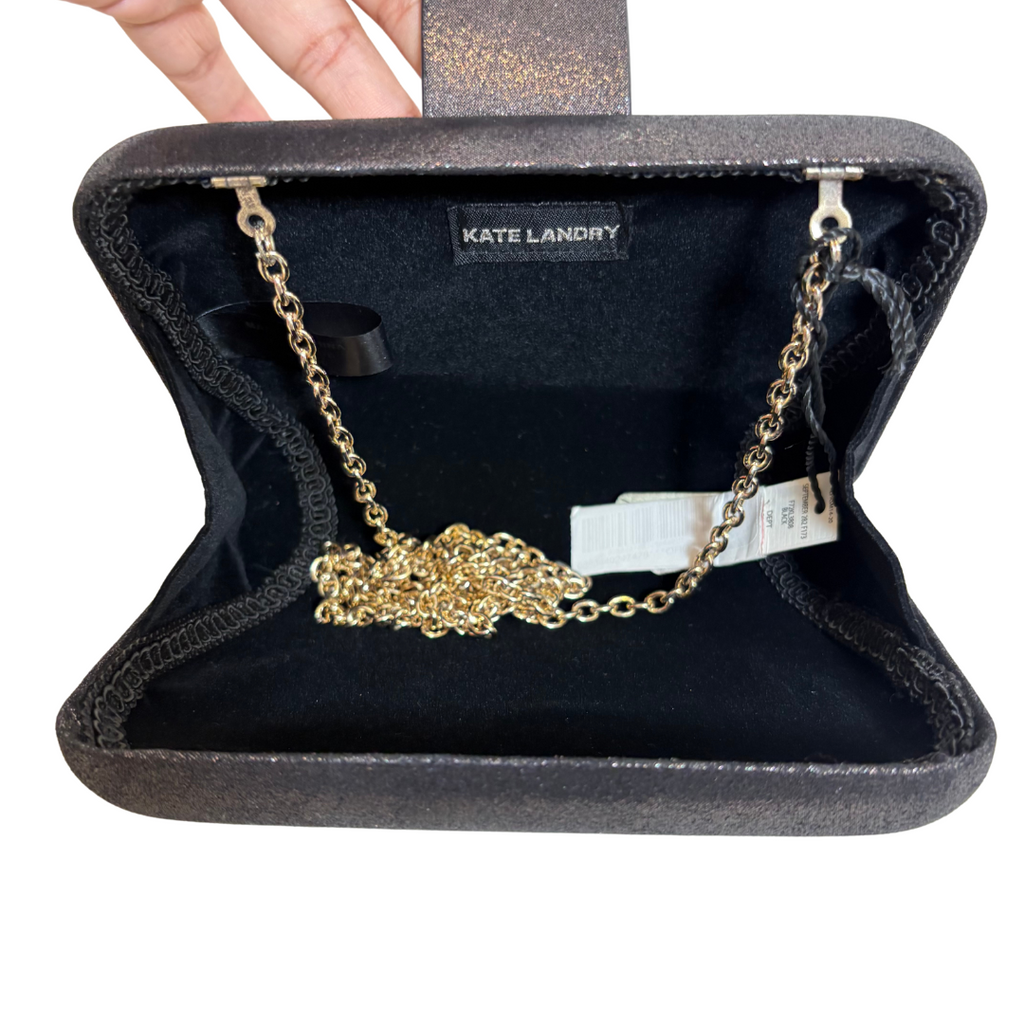 Kate Landry Black Glitter Square Clutch | Pre Loved |