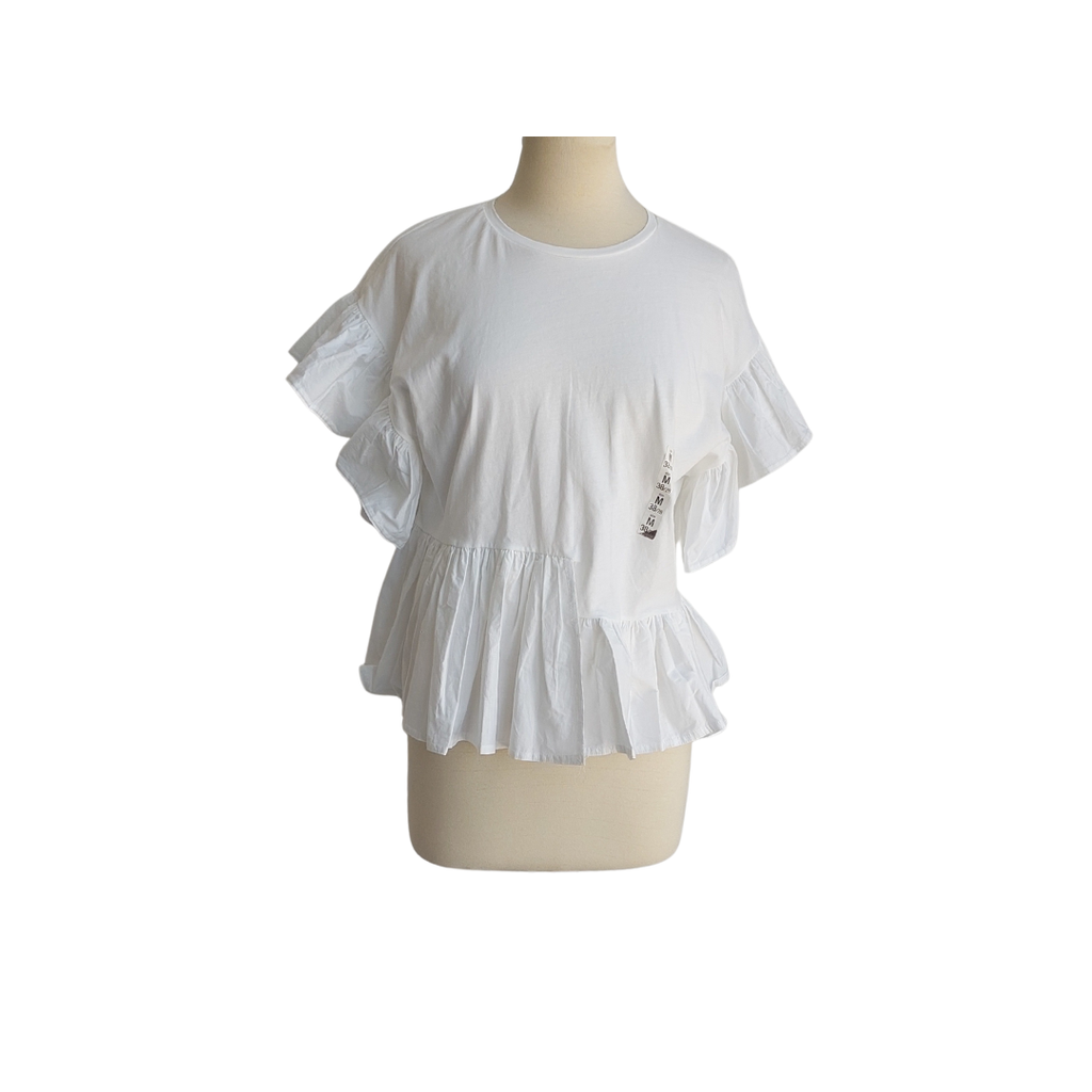 Zara White Frill Detail top | Brand New |