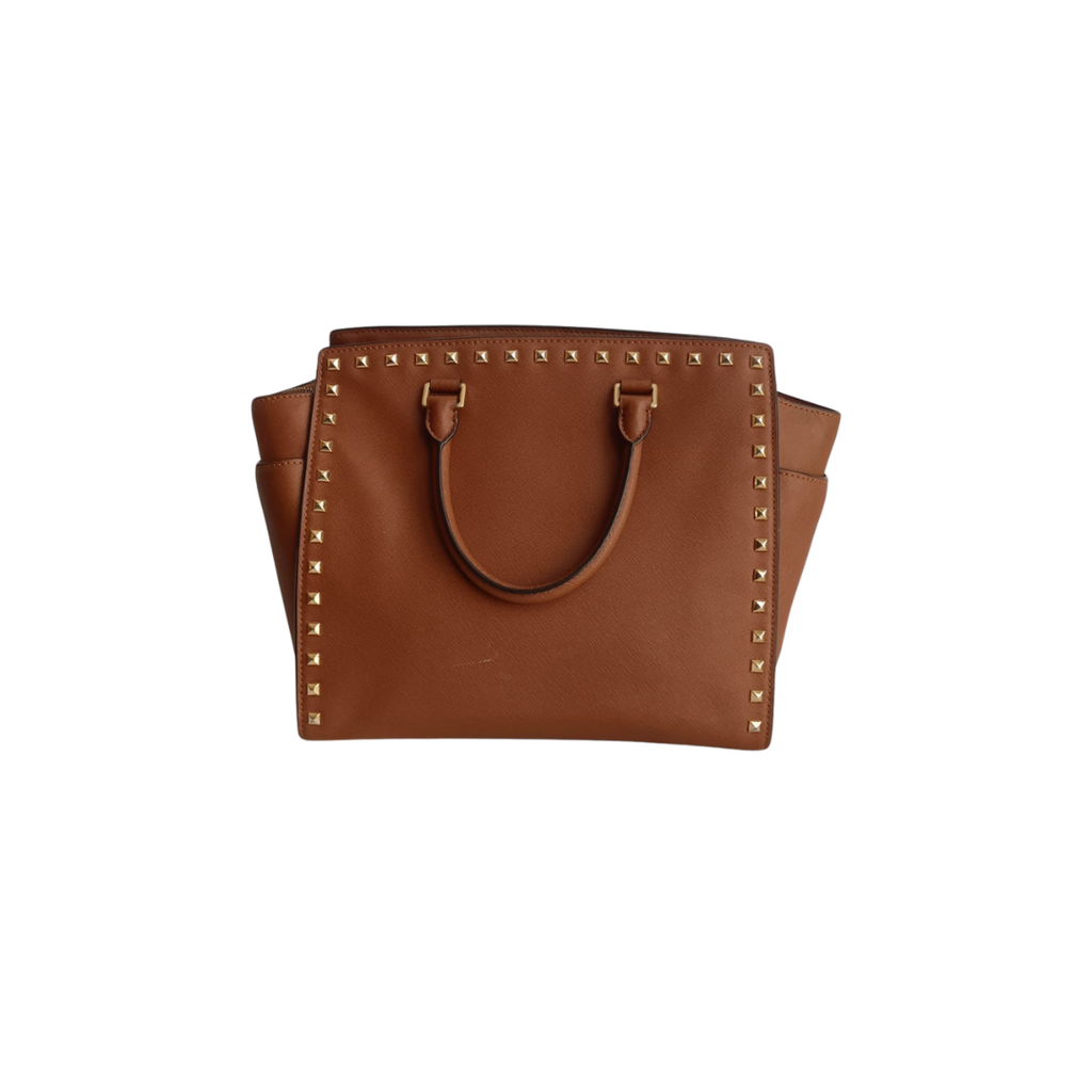 Michael Kors Brown Saffiano Studded Tote Bag | Pre Loved |