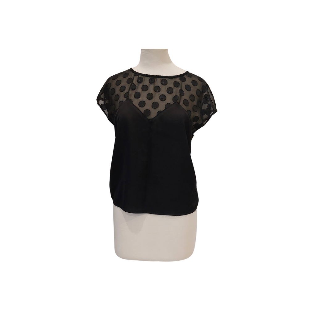 Lulus Black Sheer Cap Sleeves Top | Gently Used |