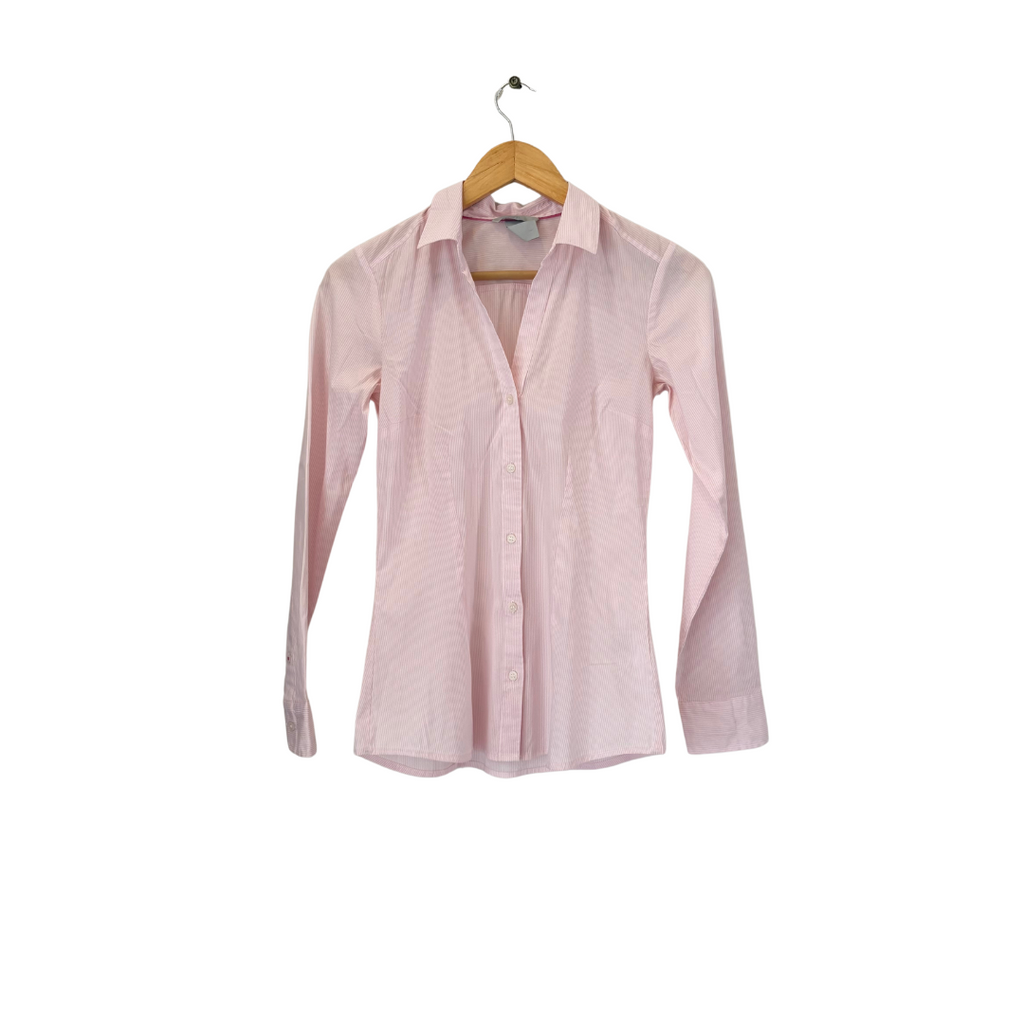 H&M Pink & White Striped Collared Shirt | Gently Used |