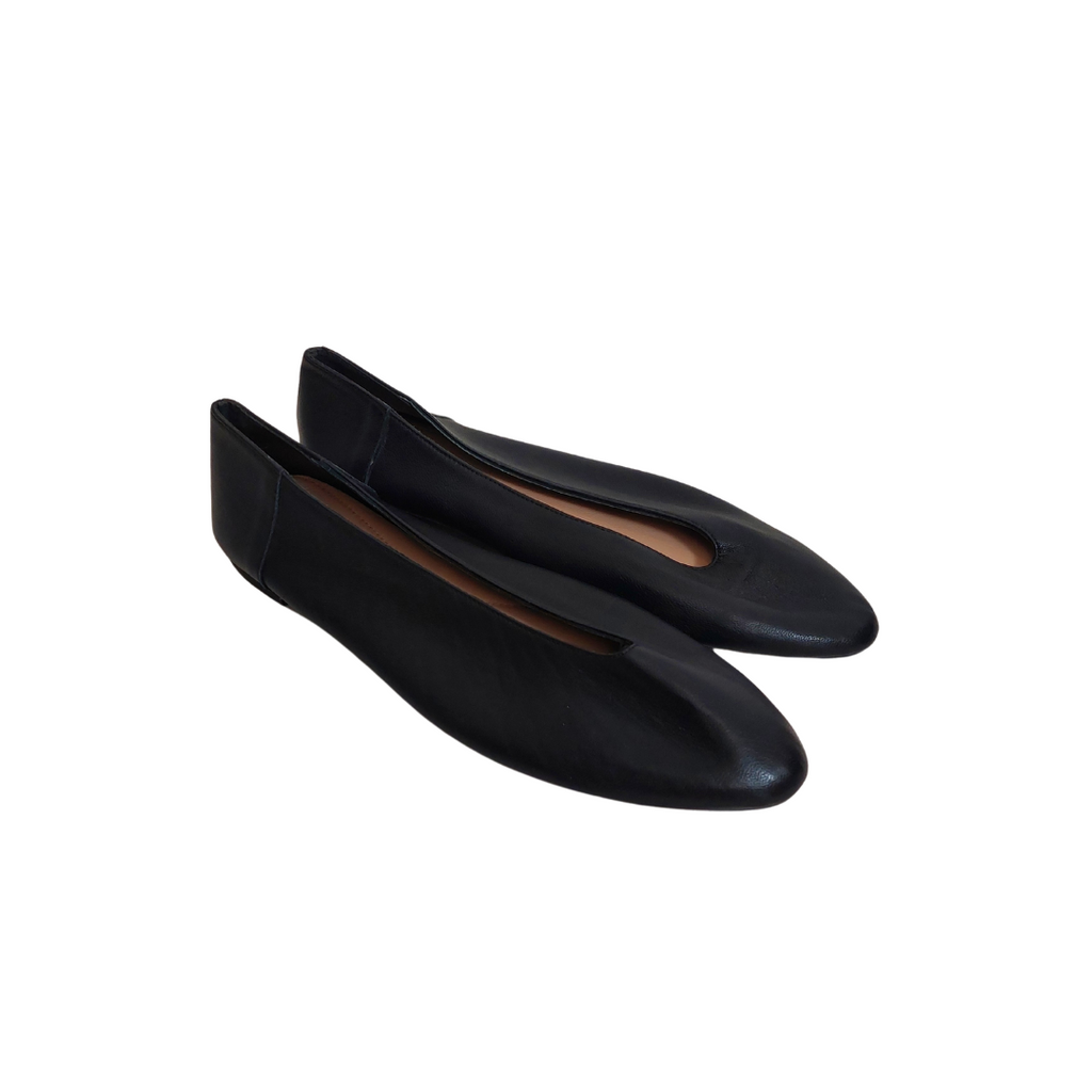 ZARA Black Leather Ballet Flats | Pre Loved |