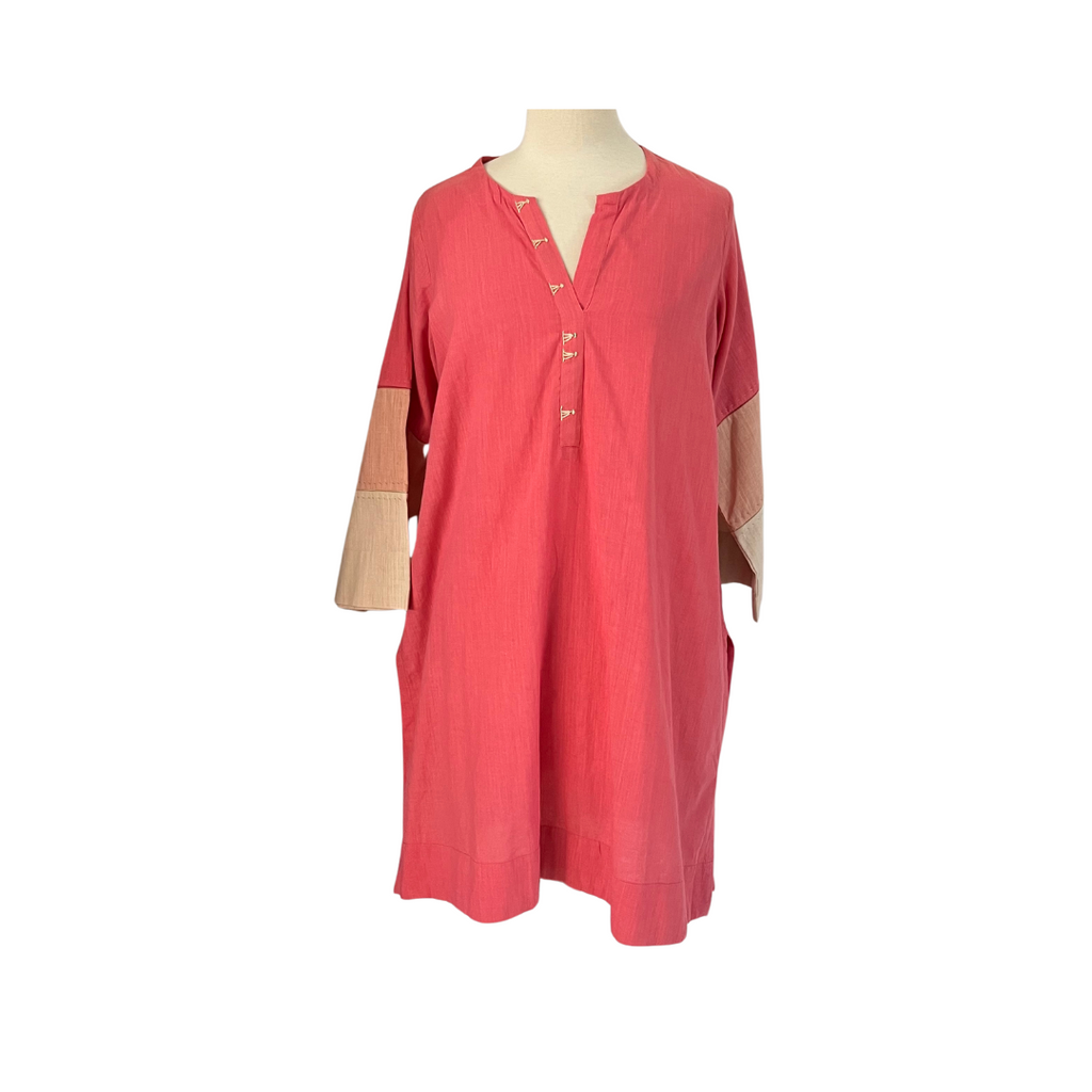 Miraka By Misha Lakhani Pink & Cream Cotton Kurta | Gently Used |