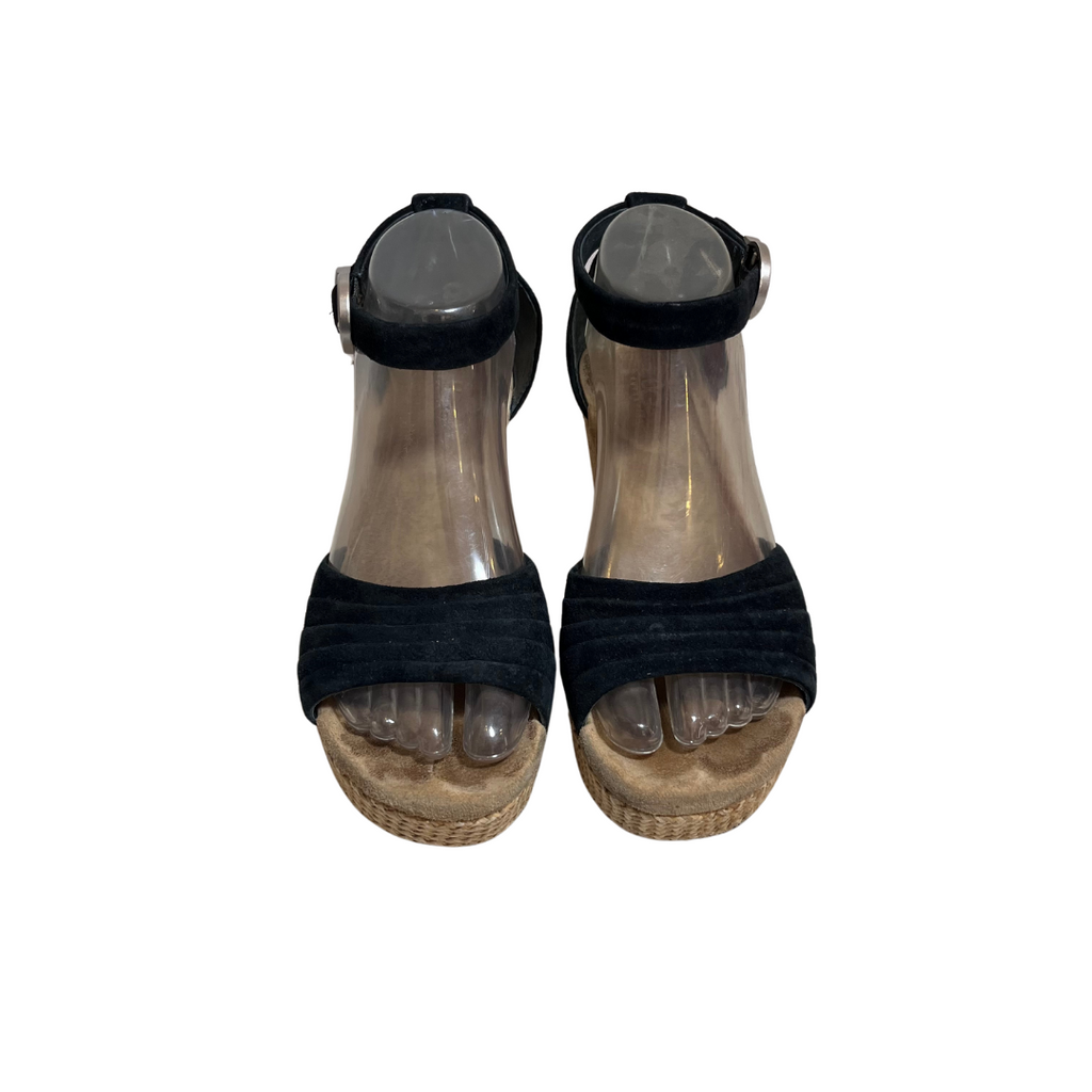 UGG Black Suede & Jute Wedges | Pre Loved |