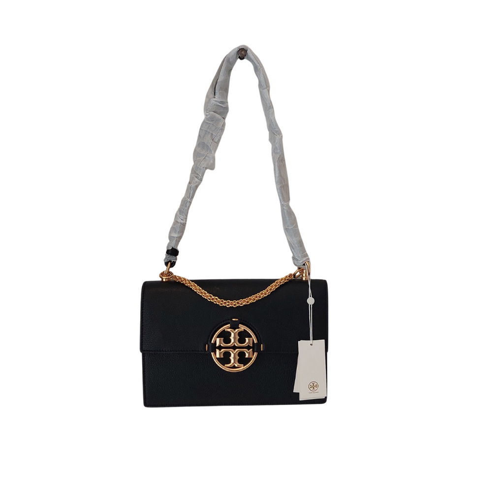 Tory Burch Black Leather Miller Flap Shoulder Bag | Brand New |