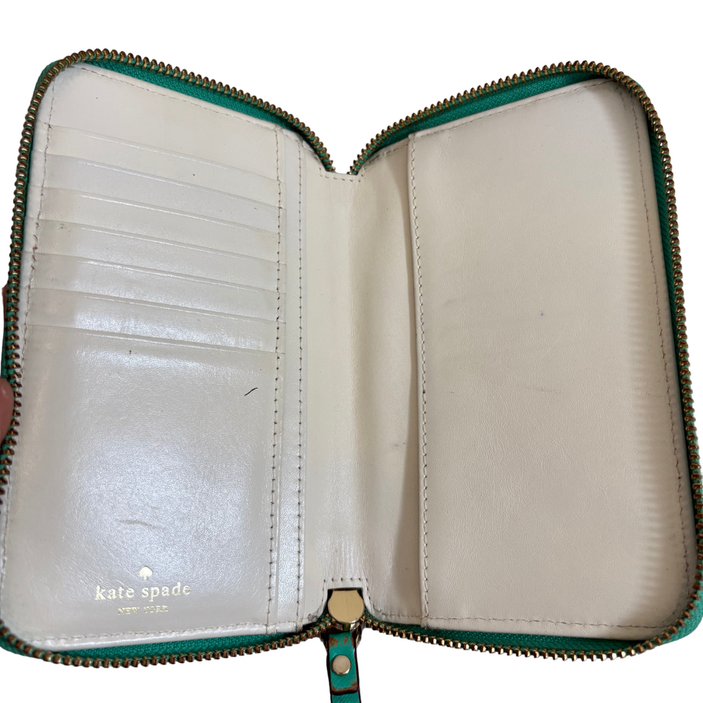 Kate Spade Green Cobble Hill Lacey Zip Around Wallet | Pre Loved |