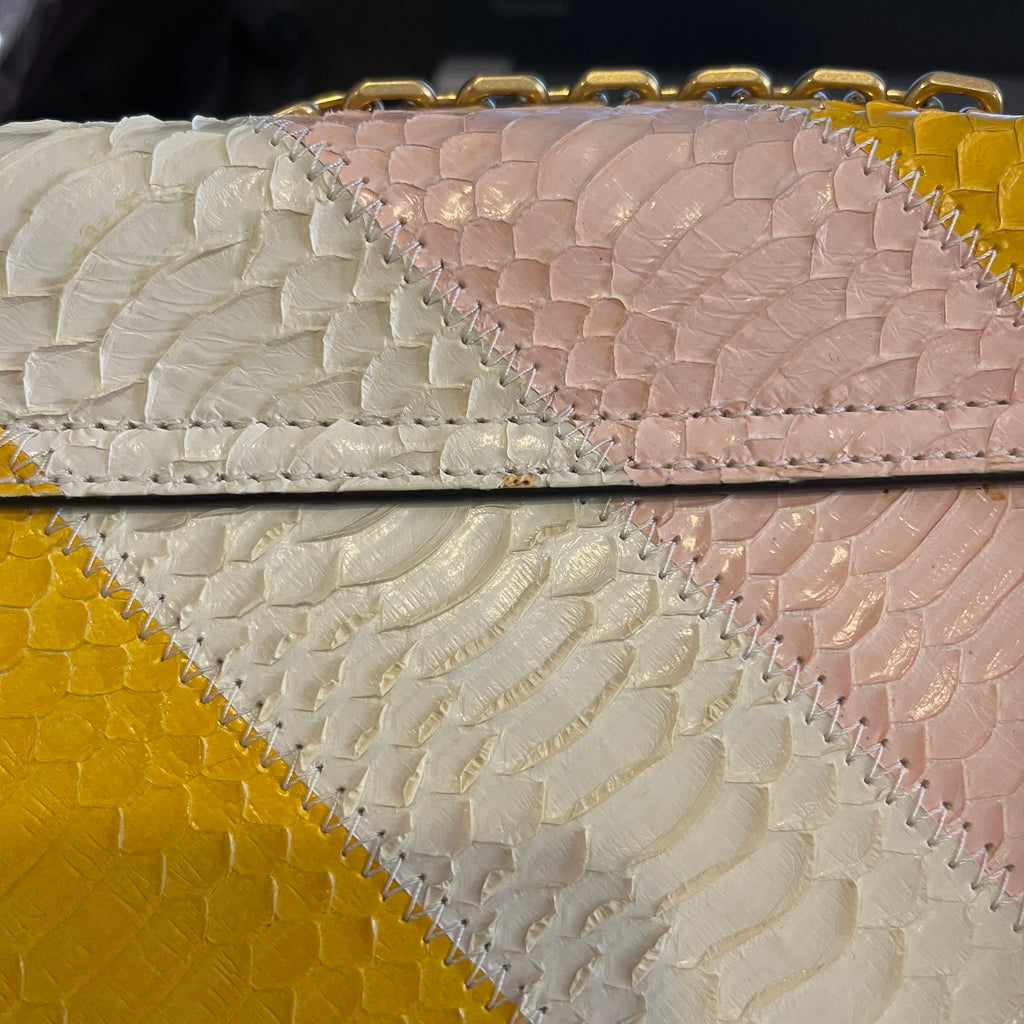 Tory Burch Gemini Link Snakeskin Medium Shoulder Bag | Gently Used |