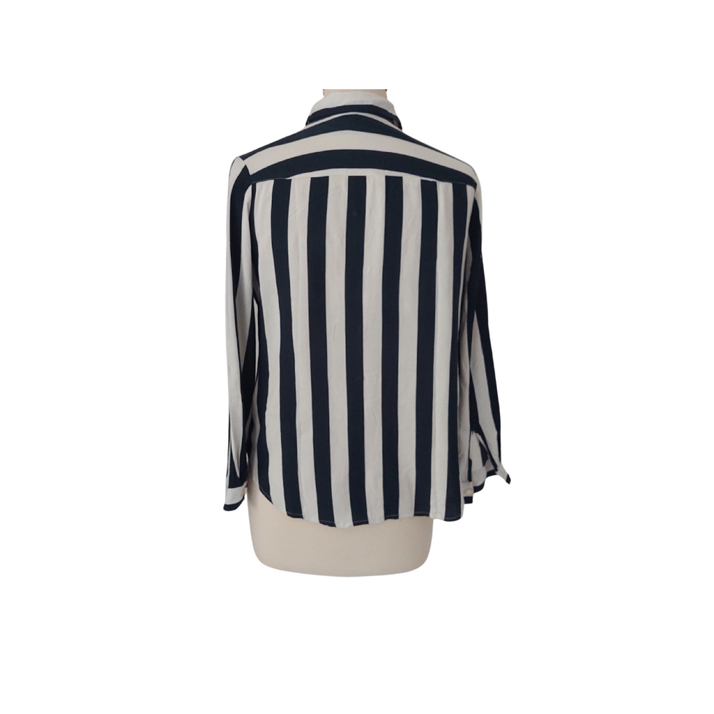 H&M Navy & White Striped Button Down Shirt | Pre Loved |