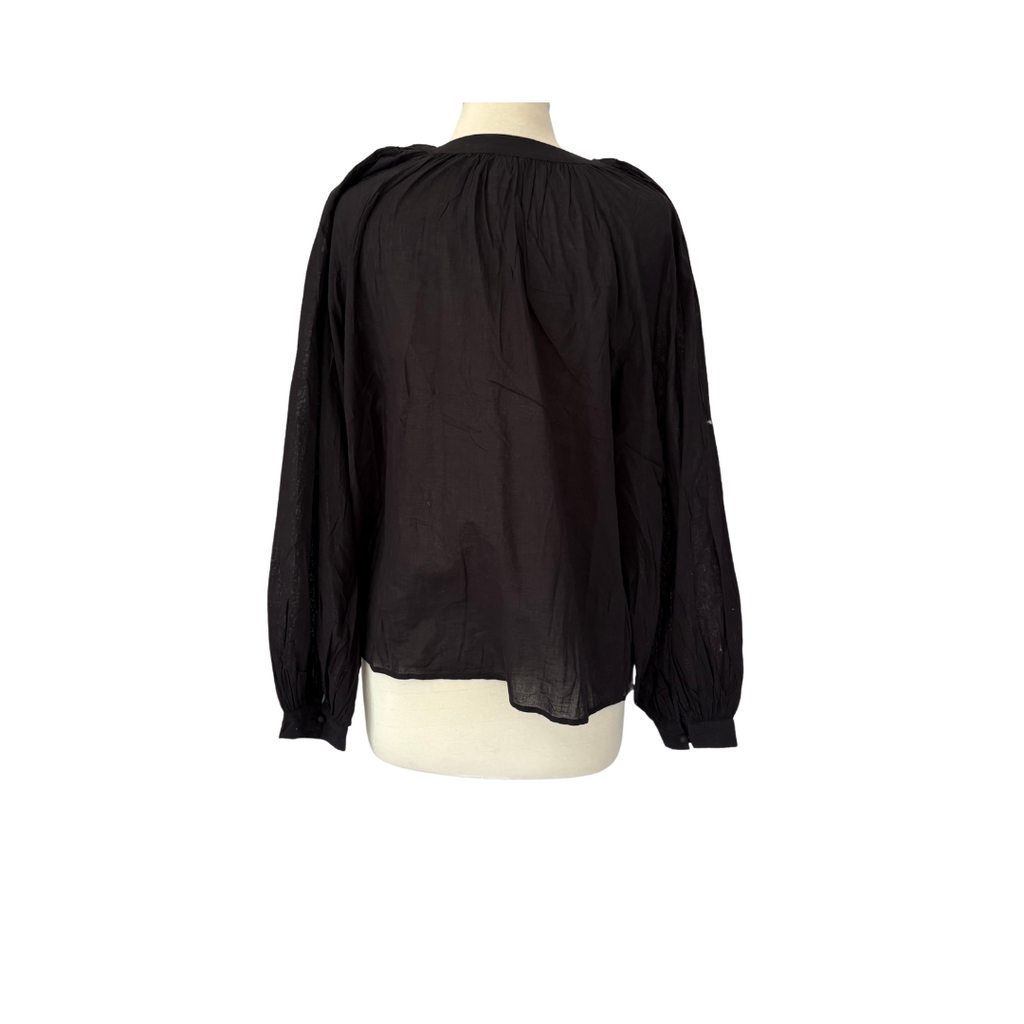 H&M Black Front Buttons Flat Collar Top | Pre Loved |