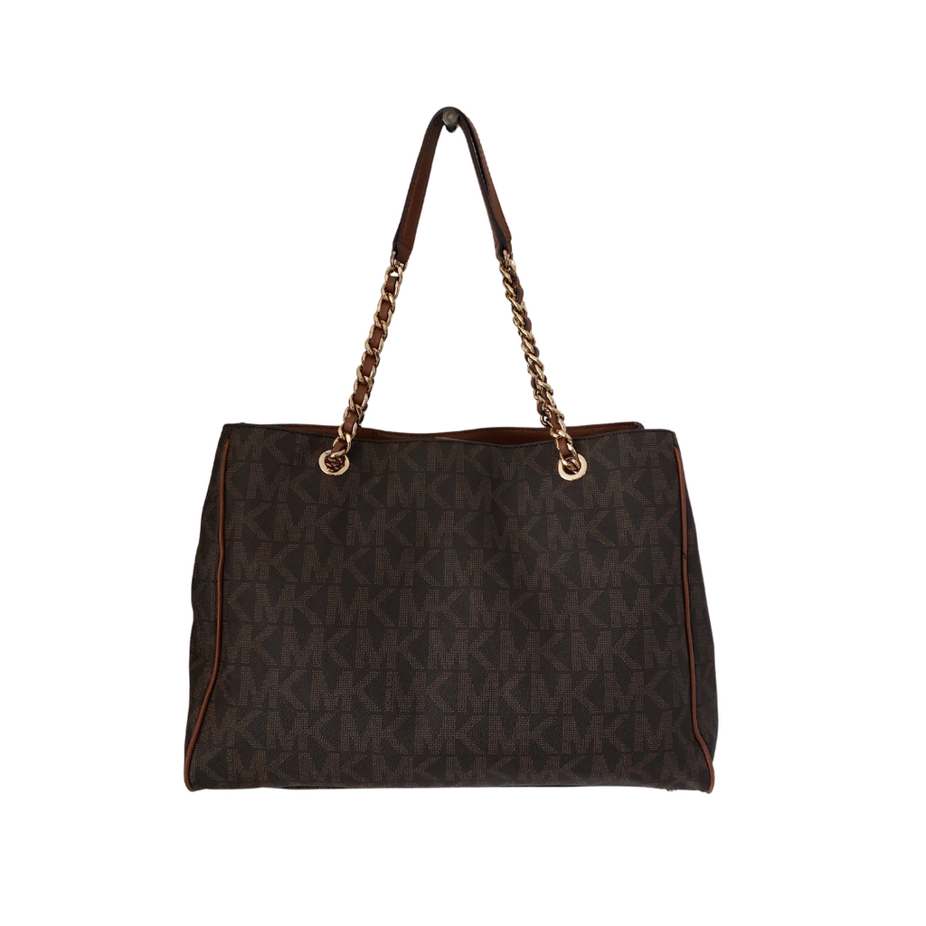 Michael Kors Brown Signature Monogram Large Shoulder Bag | Pre Loved |