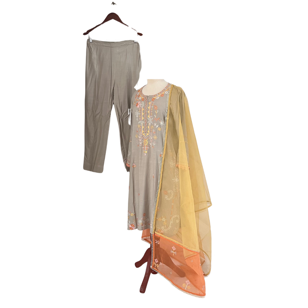 Mishka Grey Thread Embroidered Outfit (3 Pieces) | Gently Used |