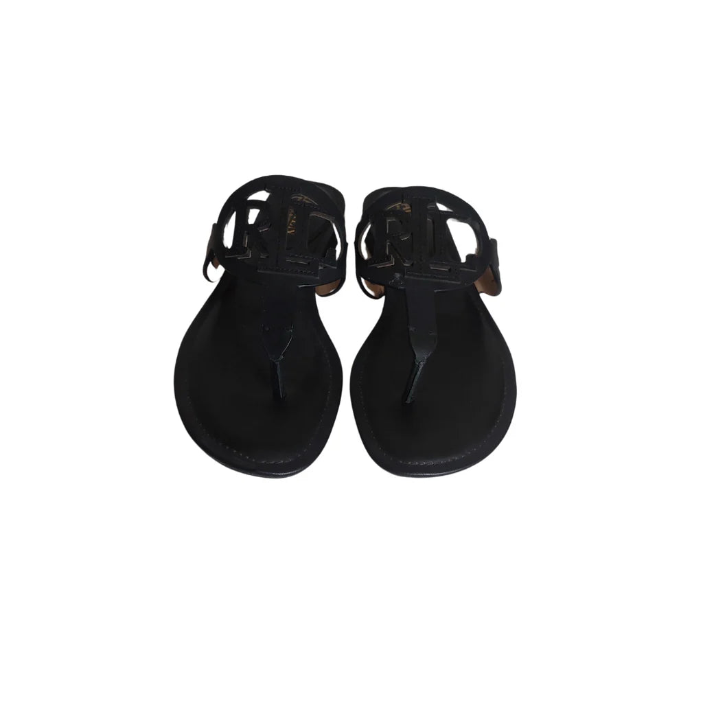 Ralph Lauren 'AUDRIE' Black Leather Sandals | Gently Used |