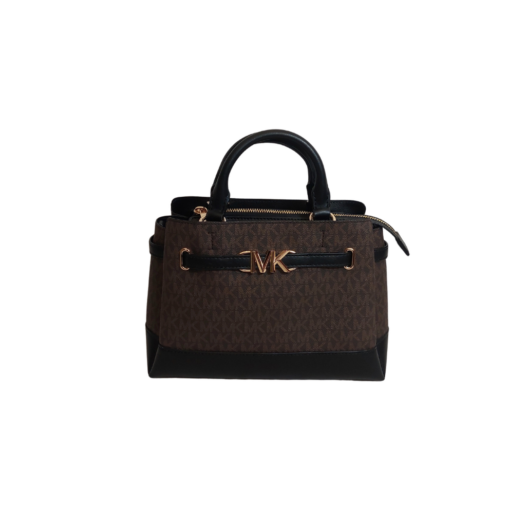 Michael Kors Brown & Black Reed Small Belted Satchel Bag | Gently Used |