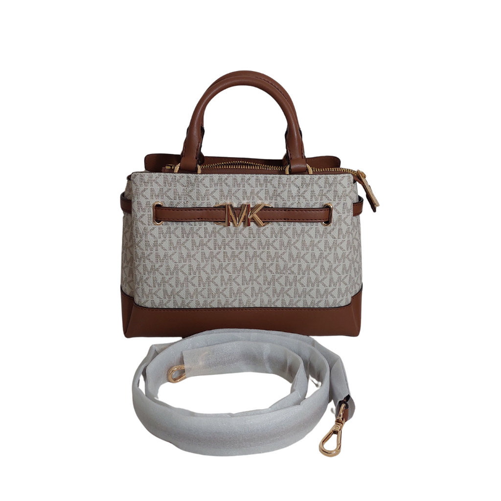 Michael Kors Vanilla Monogram 'Reed' Small Satchel | Brand New |