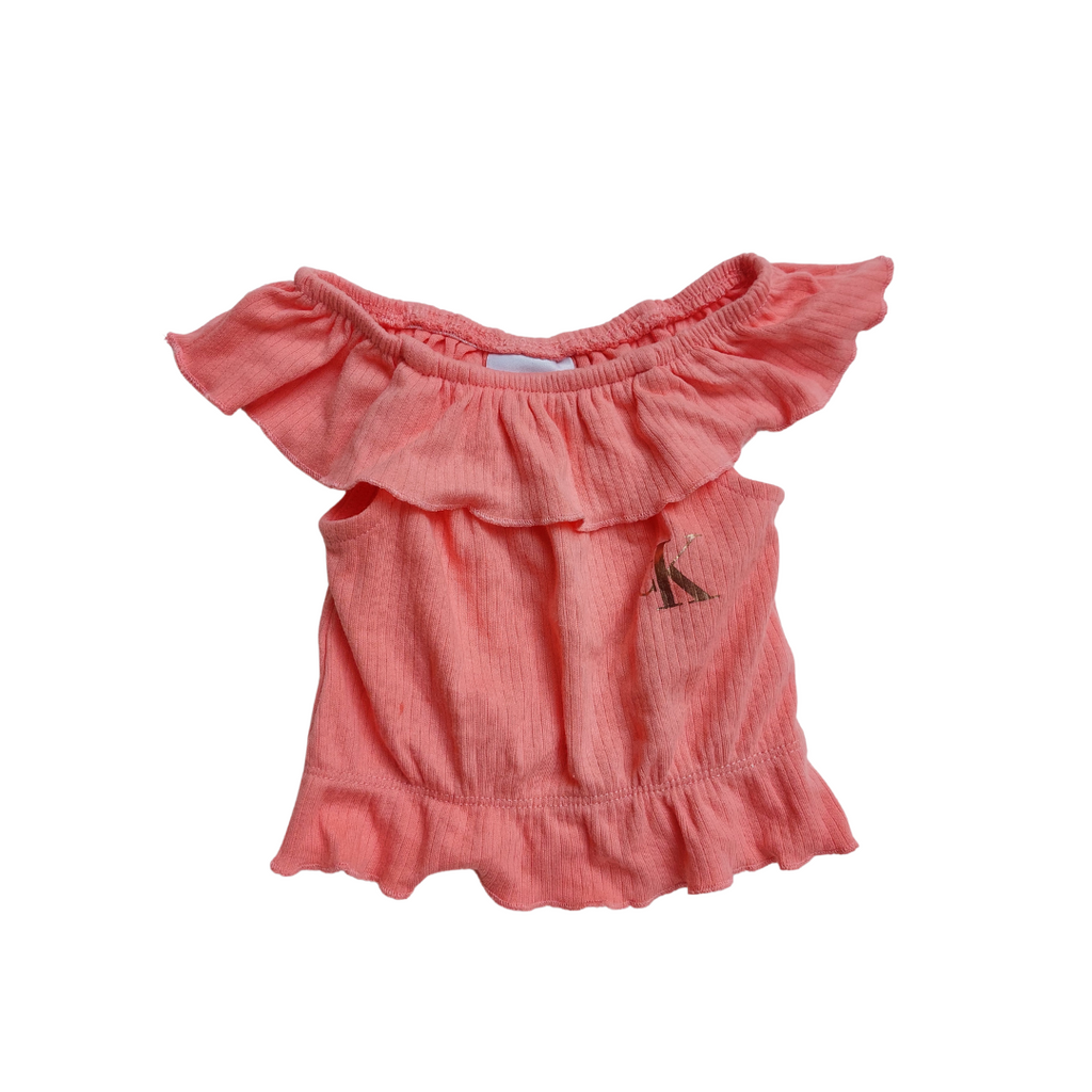 Calvin Klein Jeans Coral Off Shoulder Top (12 Months) | Brand New |