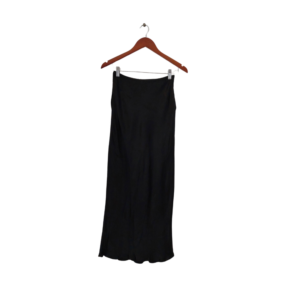 ZARA Black Satin Wrap Long Skirt | Brand New |