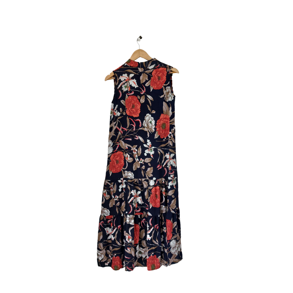 Mantra Navy Floral Printed Sleeveless Long Dress | Gently Used |