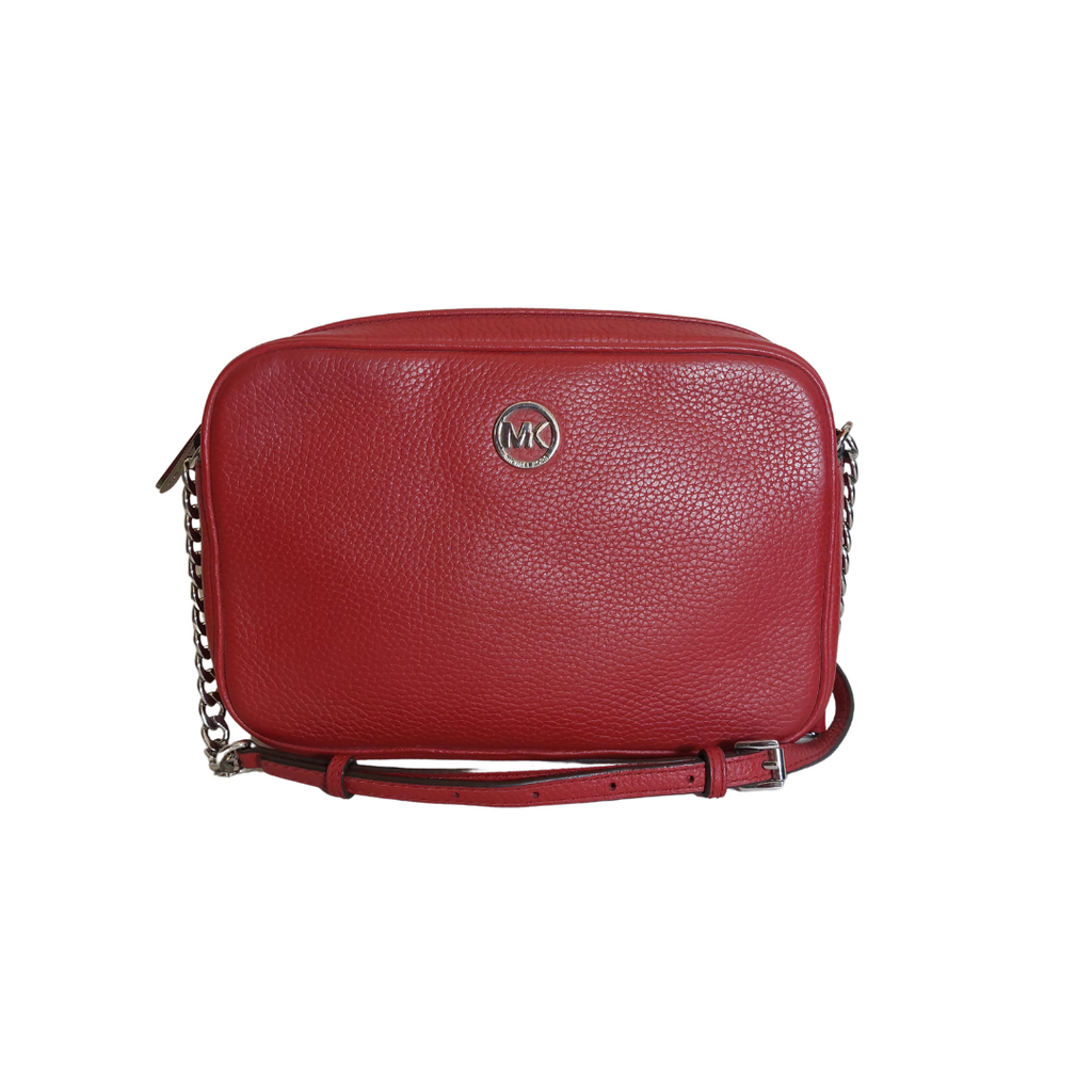 Michael Kors Red Fulton Large EW Pebbled Leather Crossbody Bag | Pre Loved |