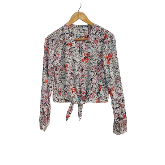 Guess Floral Front Tie-UP Crop Top | Pre Loved | - Secret Stash
