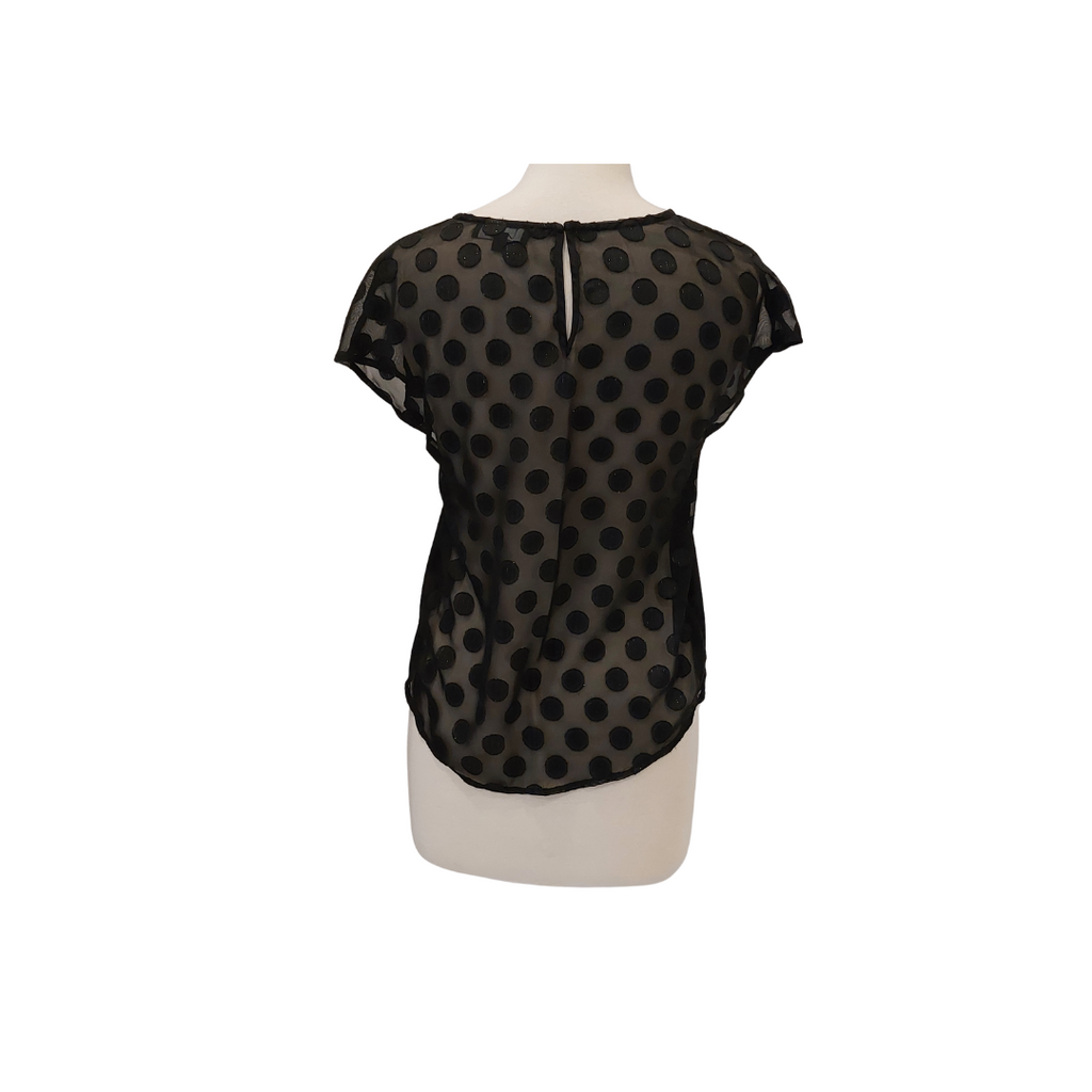 Lulus Black Sheer Cap Sleeves Top | Gently Used |