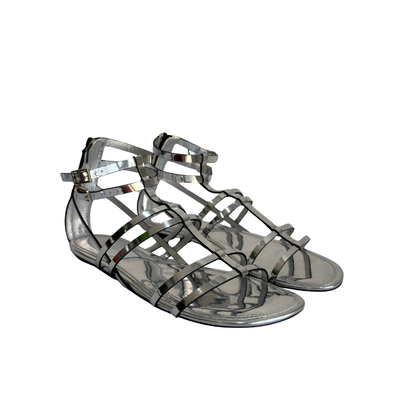 Tory Burch Metallic Silver Capri Gladiator Sandal | Brand New |