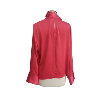 H&M Red Satin Tie Neck Top | Gently Used |