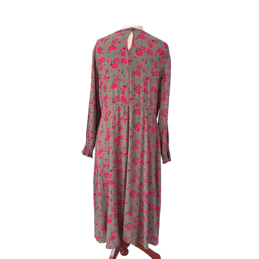 Next Khaki & Pink Floral Printed Maxi Dress | Gently Used |