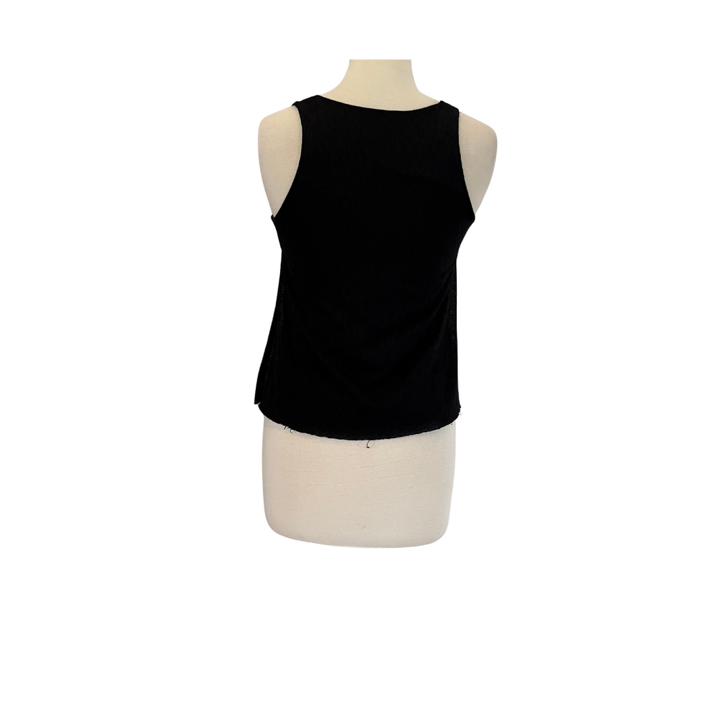 Mango Black V-neck Sleeveless Crinkle Top | Pre Loved |