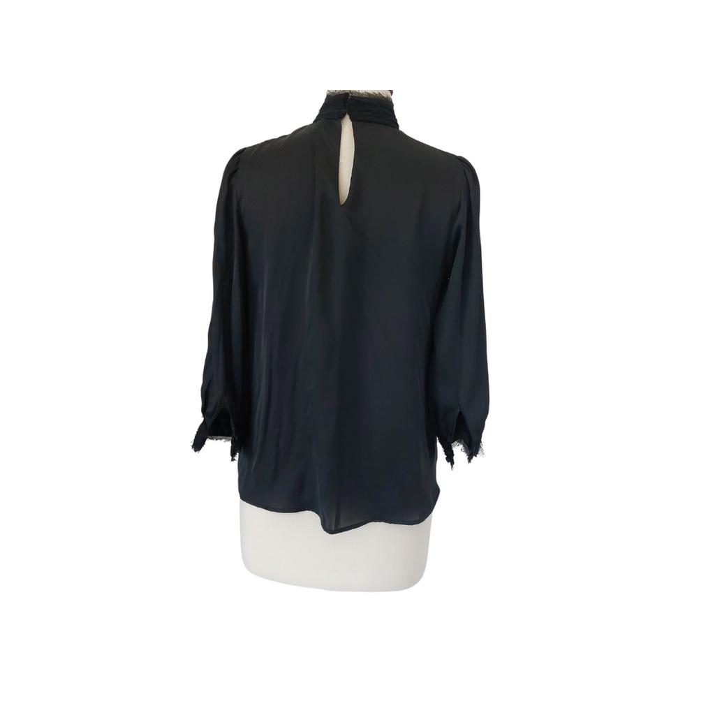Zara Black Satin Mock Neck Blouse | Pre Loved |
