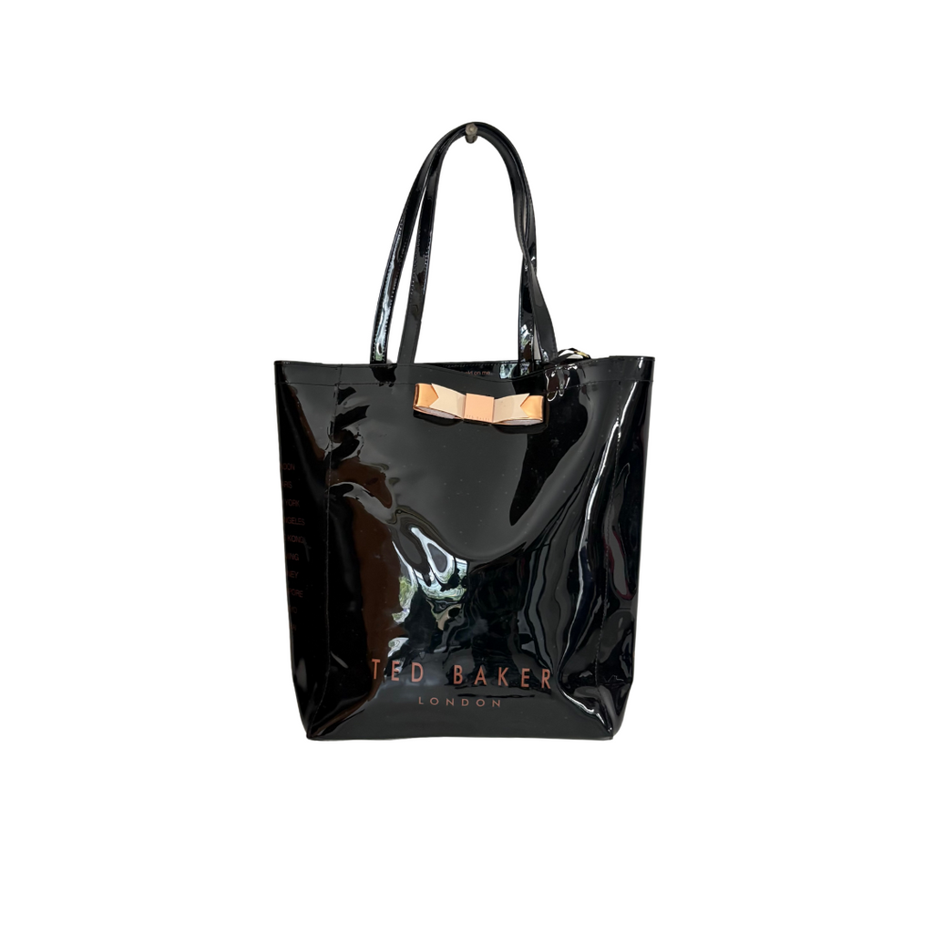 Ted Baker Black Plain Bow Icon Jelly Tote | Brand New |