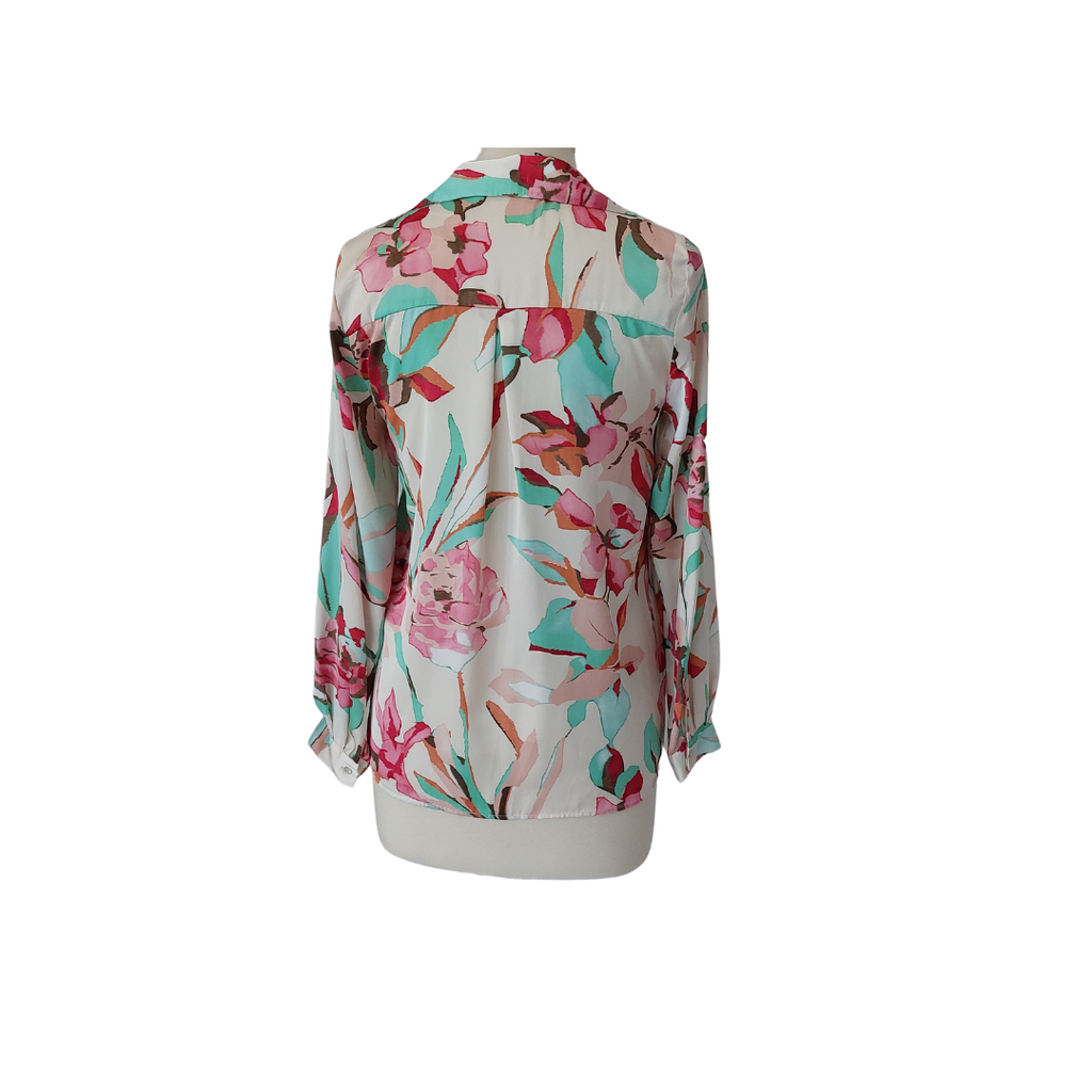 ZARA Cream Printed Satin Collared Button Down Shirt | Pre Loved |