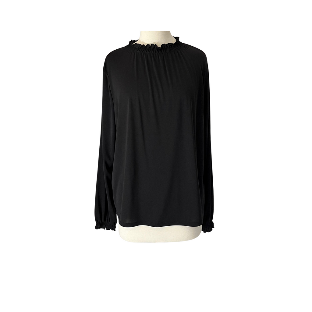 ZARA Black Cinched Neck & Sleeves Blouse | Like New |