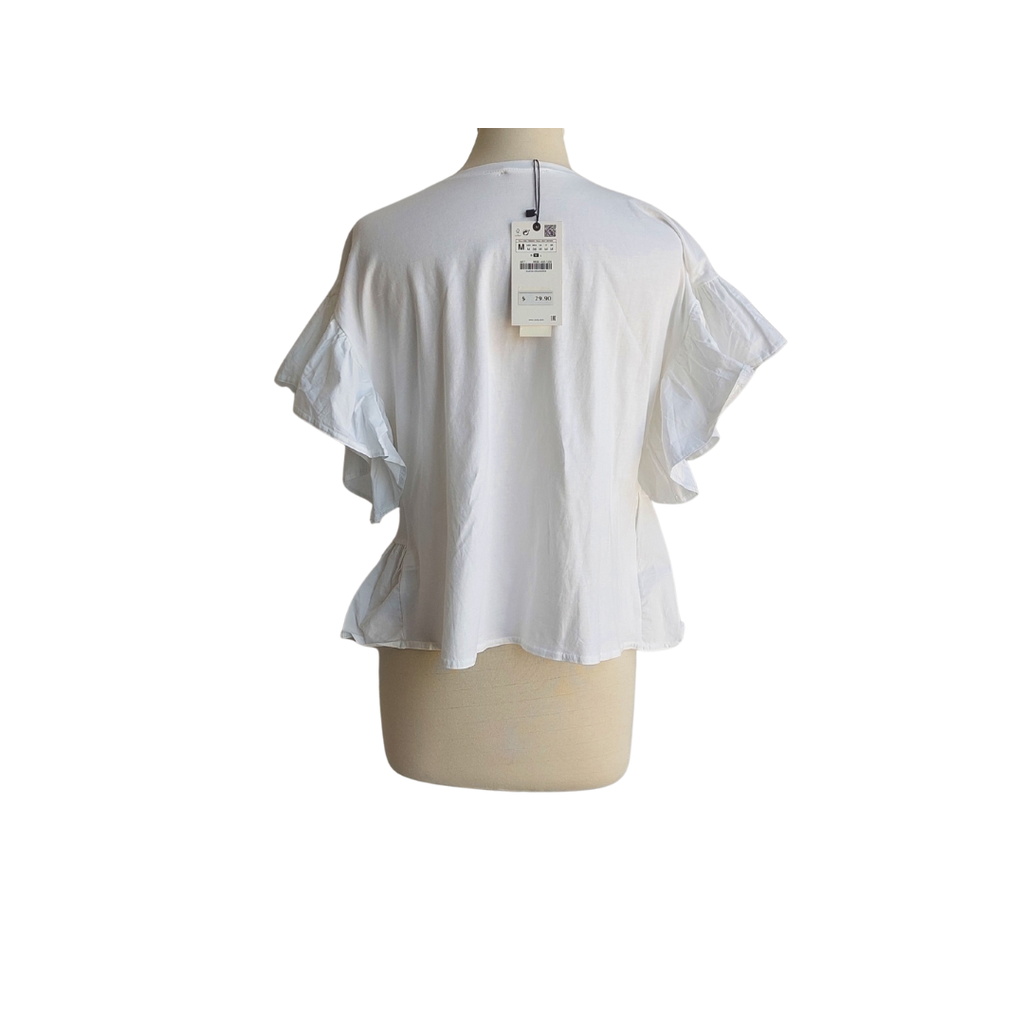 Zara White Frill Detail top | Brand New |