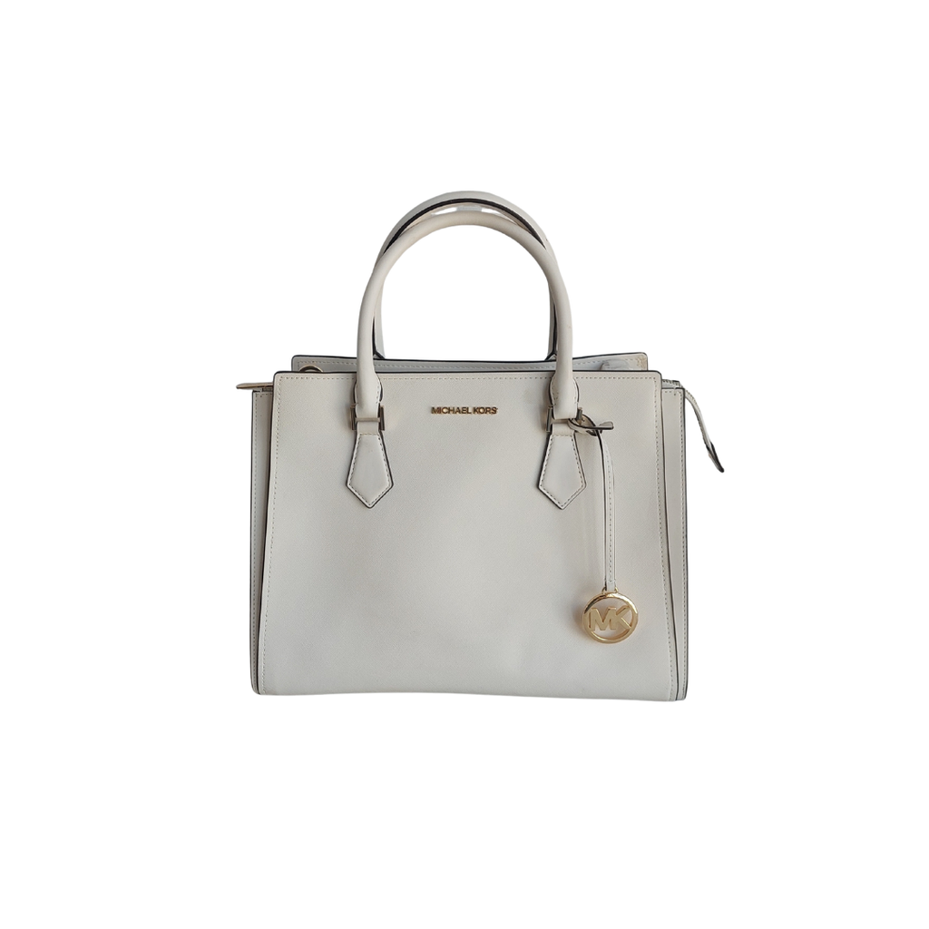 Michael Kors White “HOPE” Large Leather Satchel Bag | Pre Loved |
