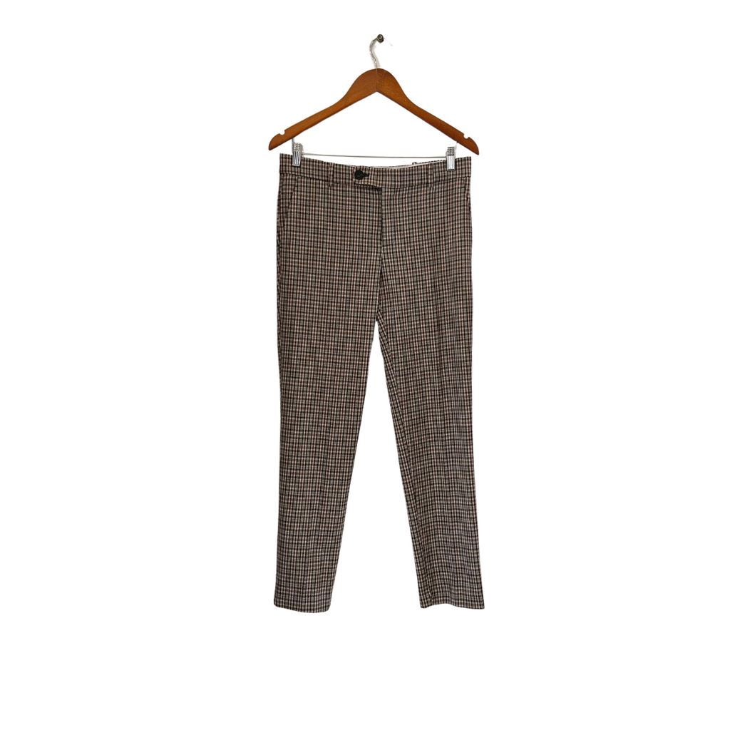 Mango Brown Checked Straight-leg Pants | Like New |