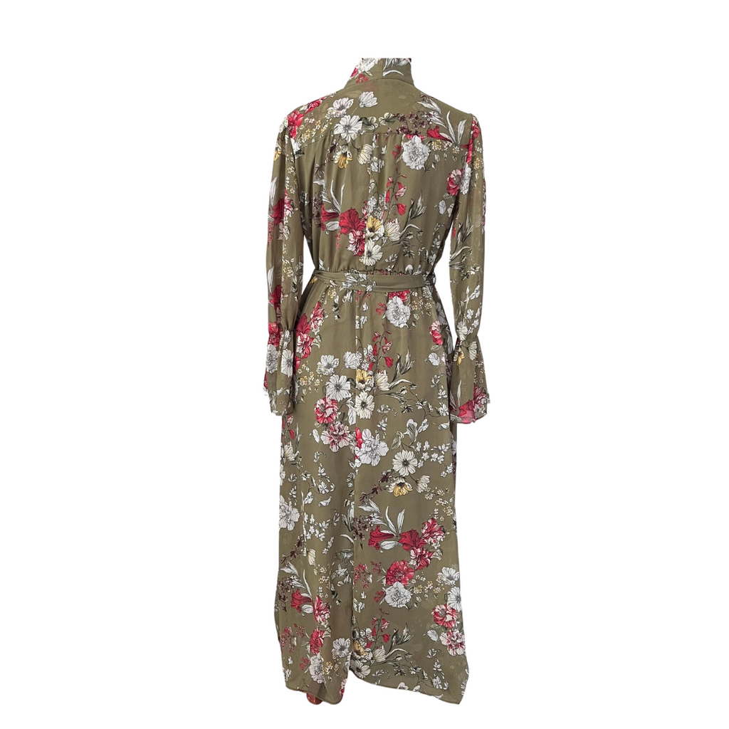 Koton Olive Green Floral Printed Belted Dress | Gently Used |