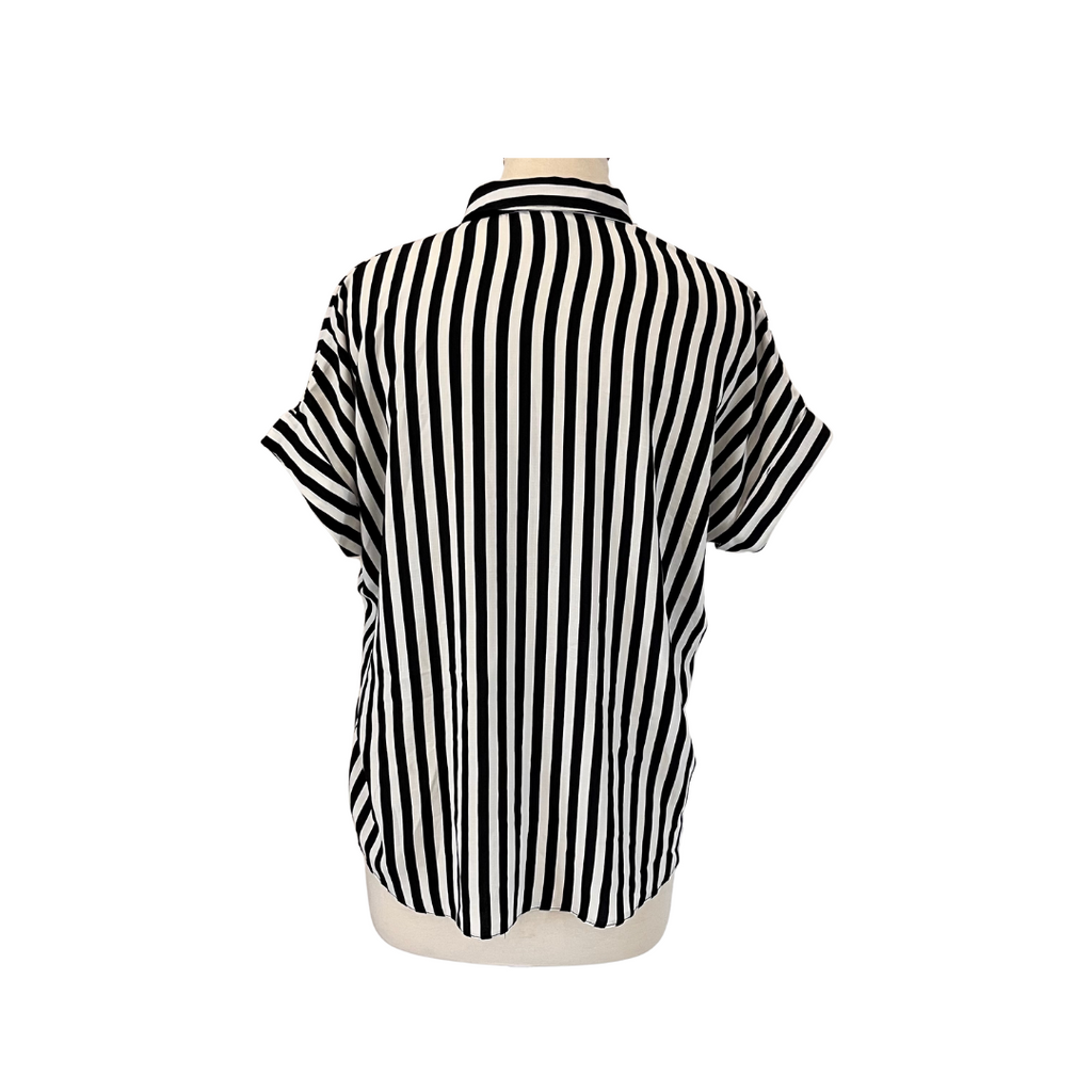 Primark White & Black Striped Short-sleeves Collared Shirt | Gently Used |